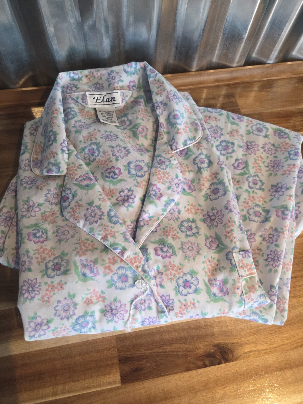 Elan Pastel Floral Cotton Sleep Shirt and Pants Set